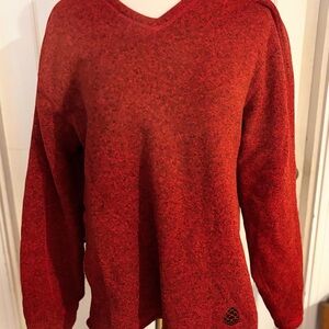 Stio Red V Neck Fleece Sweater